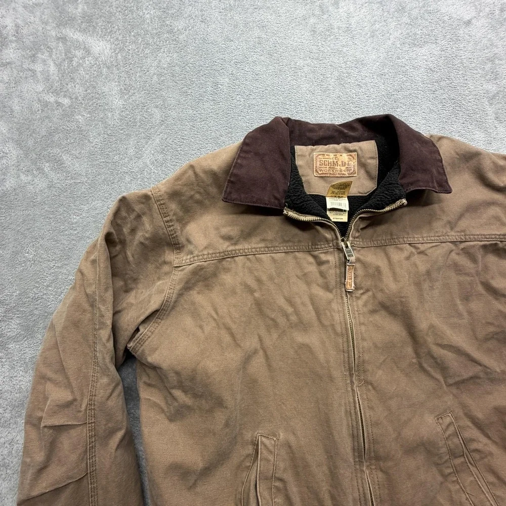 Schmidt Workwear Jacket Mens XLT‎ Brown Bomber Lined Insulated Pockets Canvas